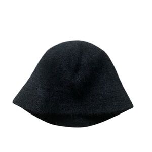 Vintage Black Bucket Hat Angora Rabbit Hair